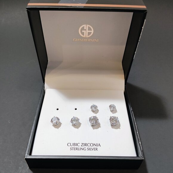 Giani Bernini Cubic Zirconia Stud Sterling Silver Earrings NWT - Picture 1 of 4